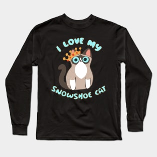 I Love My Snowshoe Cat Siamese Kitty Blue Eyes Kawaii Chibi Long Sleeve T-Shirt